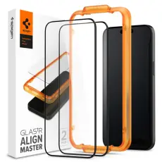 Spigen Spigen iPhone 15 2-PACK ALM Glas FC Helt&auml;ckande Sk&auml;rmskydd - Teknikhallen.se