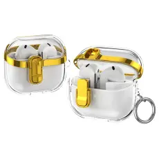  Samsung Galaxy Buds 3/3 Pro Skal Hybrid Transparent/Guld - Teknikhallen.se