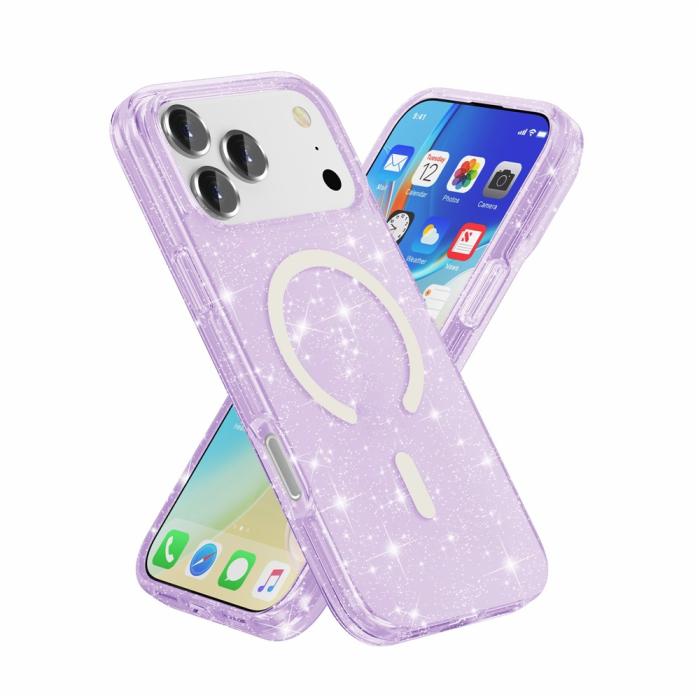 Bild 2,  iPhone 17 Pro Max Skal MagSafe Glitter Lila - Teknikhallen.se