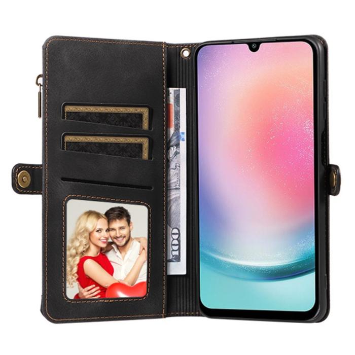 Bild 2,  Galaxy A25 5G Fodral Multifunktionell Flerkort Läder Svart - Teknikhallen.se