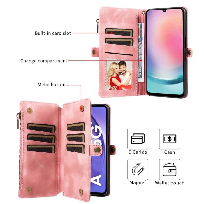 Bild 5,  Galaxy A25 5G Fodral Multifunktionell Flerkort Läder Svart - Teknikhallen.se