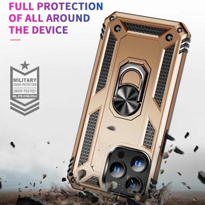 Bild 3,  iPhone 15 Pro Skal Hybrid Armor Ring Guld - Teknikhallen.se