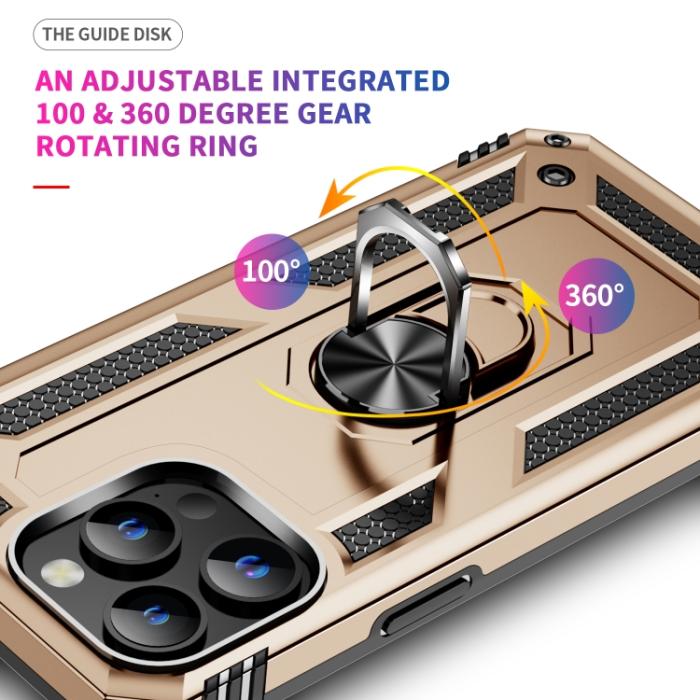 Bild 4,  iPhone 15 Pro Skal Hybrid Armor Ring Guld - Teknikhallen.se