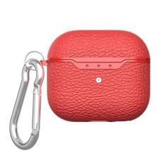  AirPods 3 Skal TPU Litchi Textur Karbinhake R&ouml;d - Teknikhallen.se
