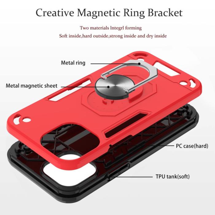 Bild 3,  iPhone 13 Mini - Armor Ring Skal Med Magnetplatta - Blå - Teknikhallen.se