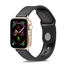  &Auml;kta L&auml;der Armband Apple Watch 42/44/45/46/49 mm Svart - Teknikhallen.se