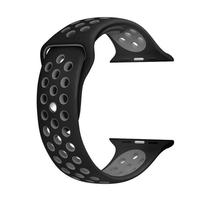 Bild 2,  Armband i Silikon - Apple Watch 38/40/41/42 mm - Svart/Grå - Teknikhallen.se