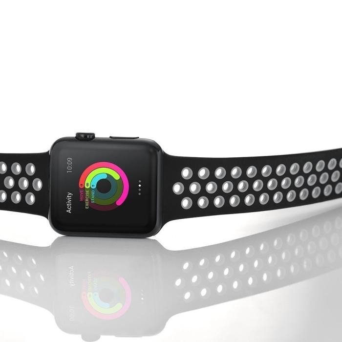 Bild 3,  Armband i Silikon - Apple Watch 38/40/41/42 mm - Svart/Grå - Teknikhallen.se