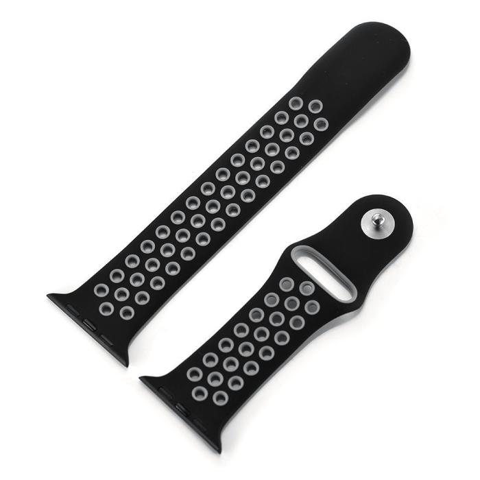 Bild 4,  Armband i Silikon - Apple Watch 38/40/41/42 mm - Svart/Grå - Teknikhallen.se