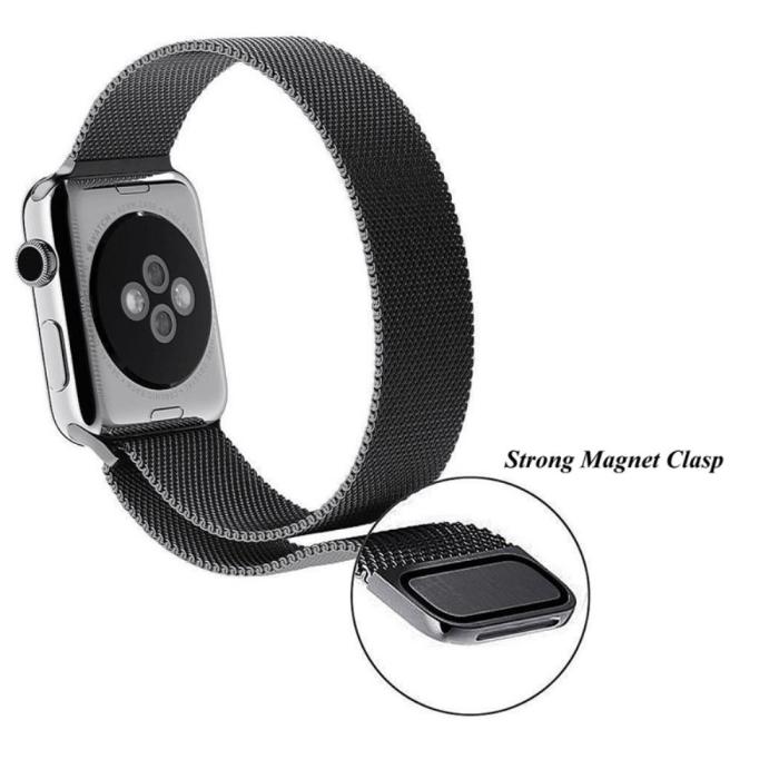 Bild 2,  Milanese Loop Metall Armband Apple Watch 42/41/40/38 mm - Svart - Teknikhallen.se