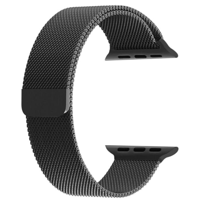 Bild 4,  Milanese Loop Metall Armband Apple Watch 42/41/40/38 mm - Svart - Teknikhallen.se