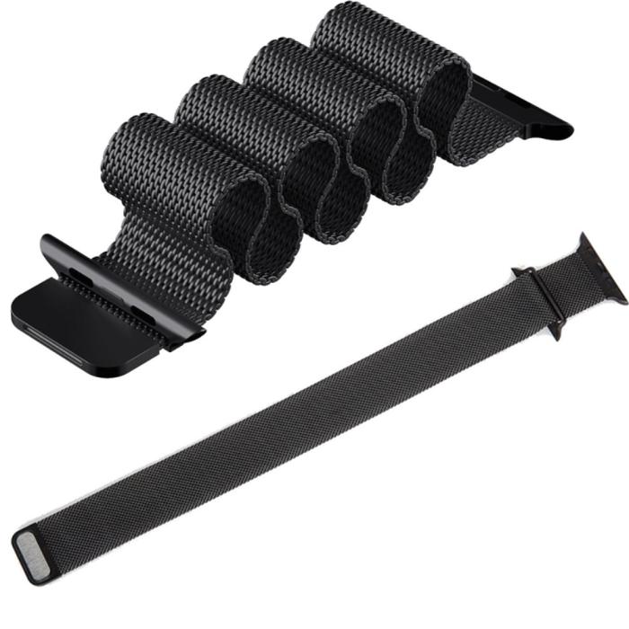 Bild 5,  Milanese Loop Metall Armband Apple Watch 42/41/40/38 mm - Svart - Teknikhallen.se