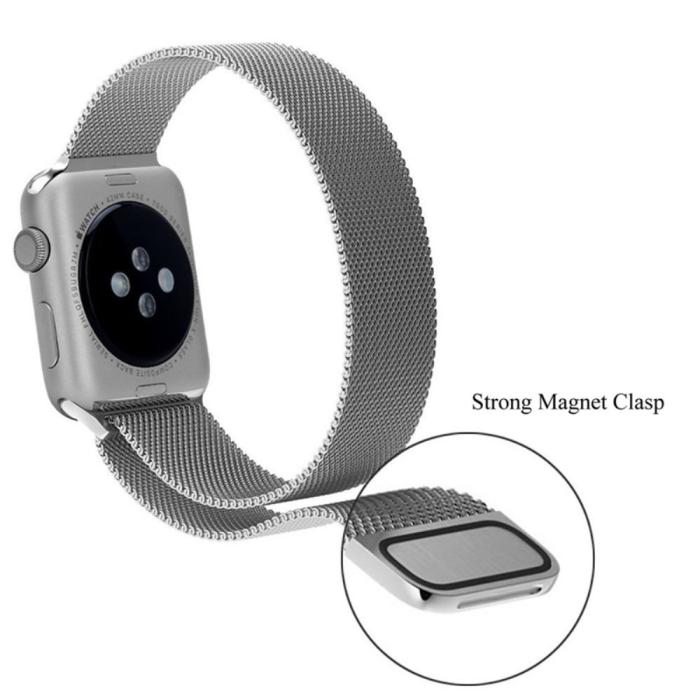 Bild 3,  Milanese Loop Metall Armband Apple Watch 42/41/40/38 mm - Silver - Teknikhallen.se