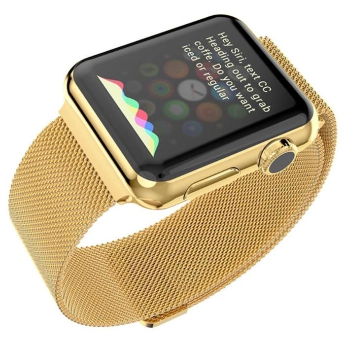 Bild 4,  Milanese Loop Metall Armband Apple Watch 42/41/40/38 mm - Guld - Teknikhallen.se