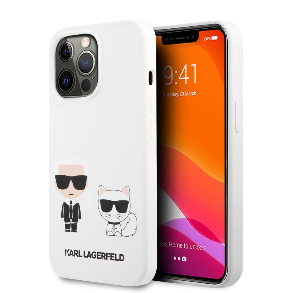 Karl Lagerfeld Karl Lagerfeld iPhone 13 Pro Max Skal Karl & Choupette Liquid Silikon Vit - Teknikhallen.se