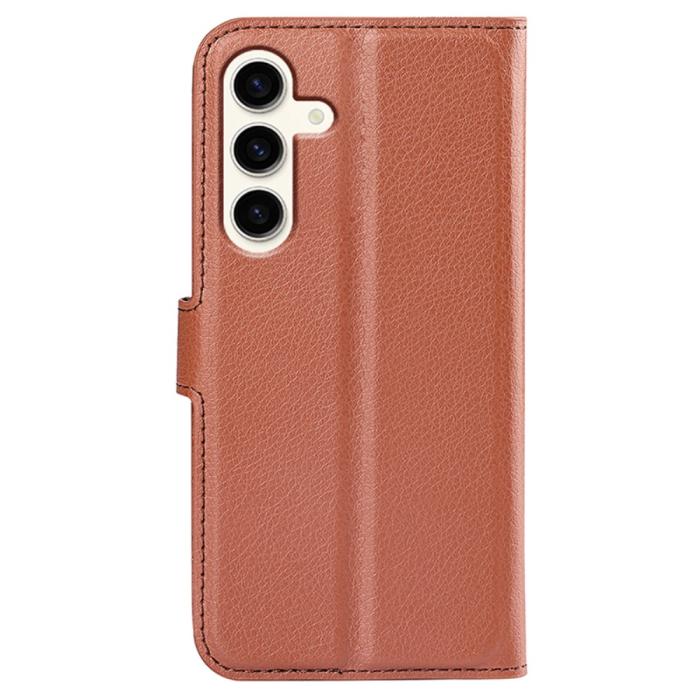 Bild 6,  Samsung Galaxy S24 Plus Fodral Litchi Textur Brun - Teknikhallen.se