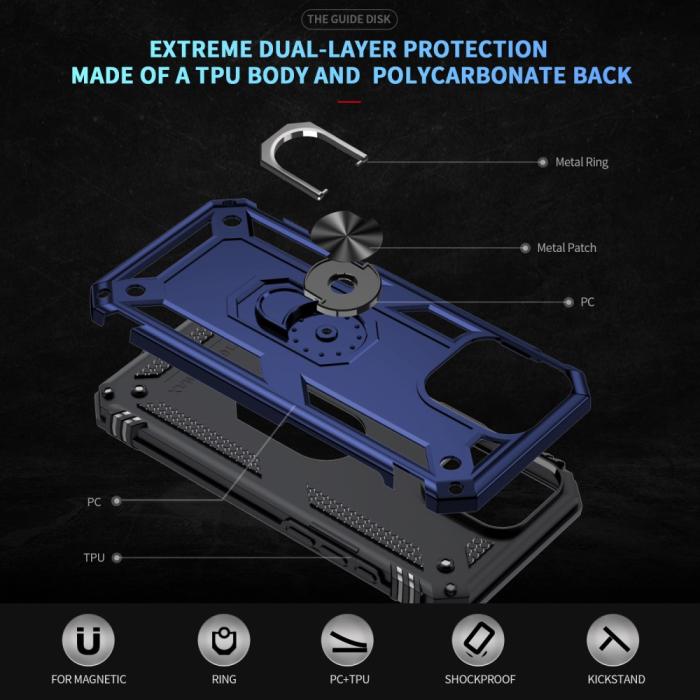 Bild 5,  iPhone 16 Pro Max Skal Shockproof Hybrid Ring Blå - Teknikhallen.se