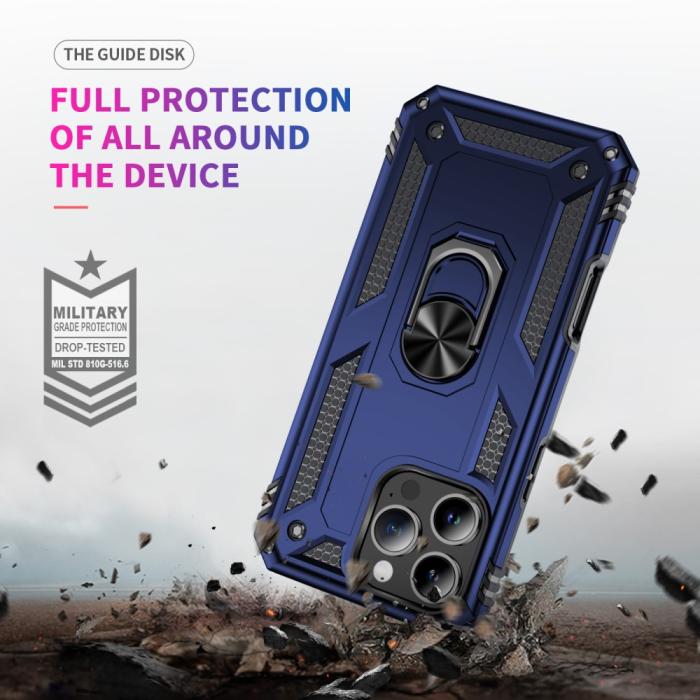 Bild 6,  iPhone 16 Pro Max Skal Shockproof Hybrid Ring Blå - Teknikhallen.se