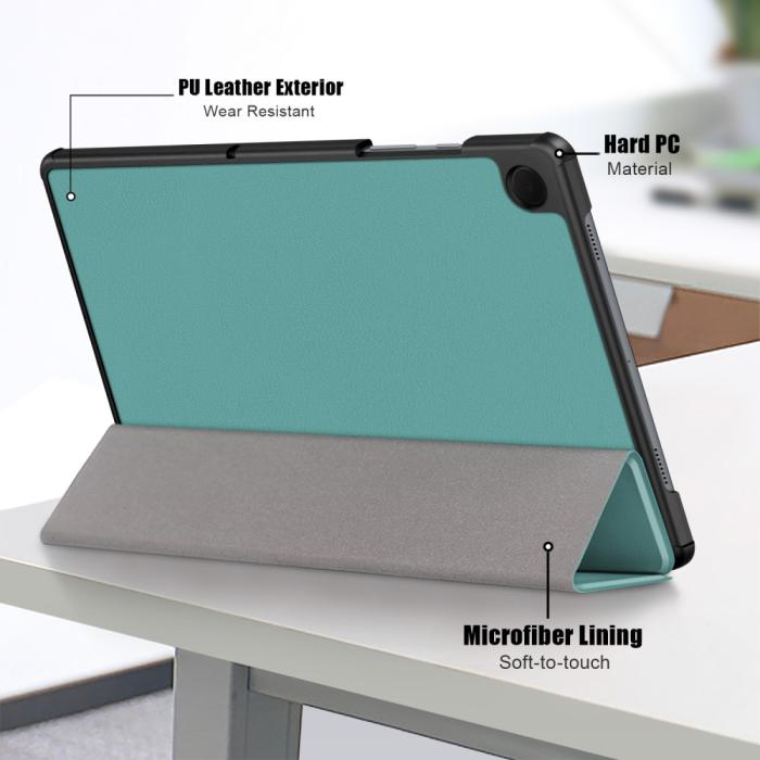 Bild 6,  Samsung Galaxy Tab A9 Plus Fodral Tri-Fold PU Läder Svartgrön - Teknikhallen.se