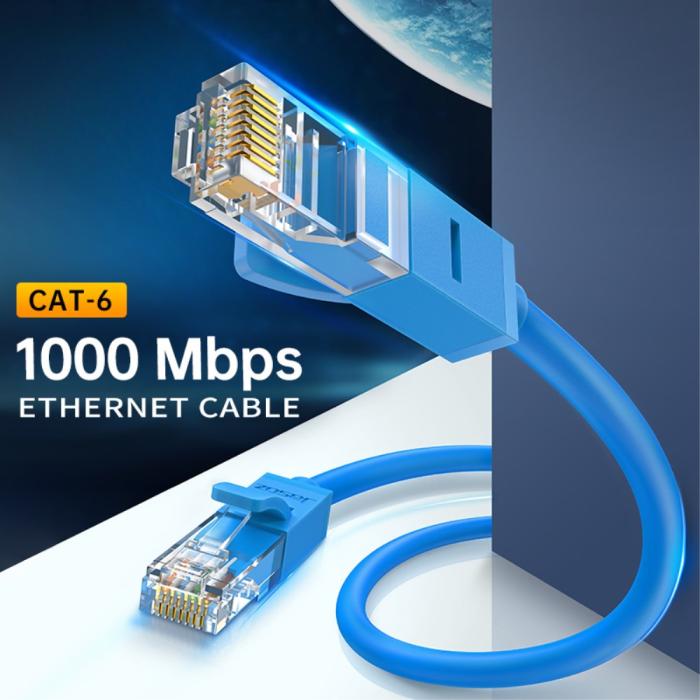 Bild 2, JASOZ JASOZ 1m Cat6 RJ45 UTP Nätverkskabel Blå - Teknikhallen.se