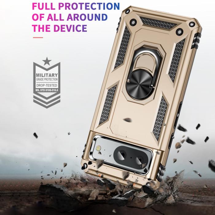 Bild 3,  Google Pixel 8 Skal Armor Ring Hybrid Guld - Teknikhallen.se