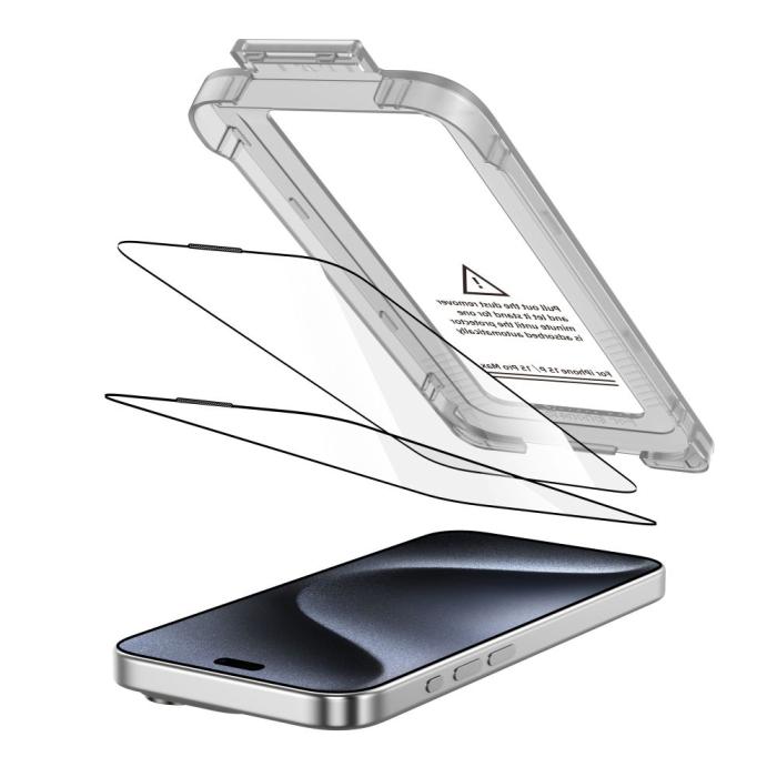 Bild 2, Tech-Protect Tech-Protect iPhone 15 Pro 2-PACK Skärmskydd Quick Set+ Svart - Teknikhallen.se