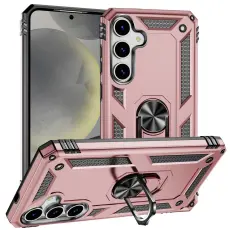  Samsung Galaxy S25 Skal Armor Ring Hybrid Ros&eacute;guld - Teknikhallen.se