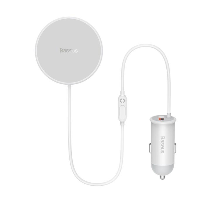 Bild 2, BASEUS Baseus 15W Magnetisk Trådlös Billaddare Vit - Teknikhallen.se