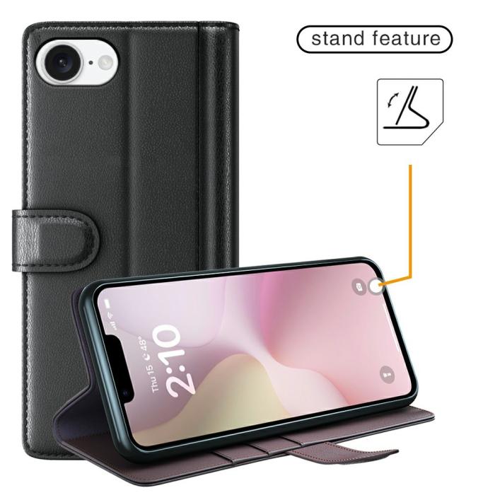 Bild 6,  iPhone 17e / 16e Fodral Premium Äkta Läder Brun - Teknikhallen.se