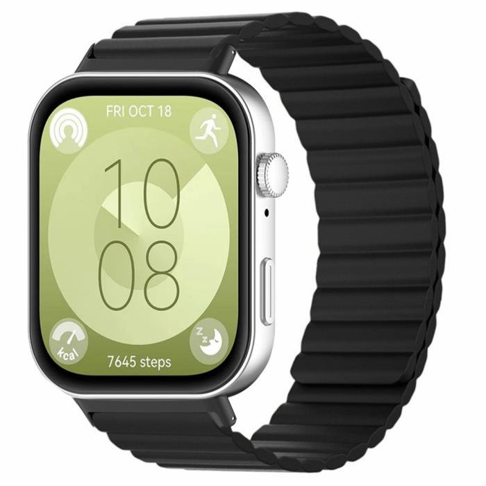 Bild 2,  Huawei Watch Fit 3 Klockarmband Magnetiskt Justerbart Silikon Svart - Teknikhallen.se