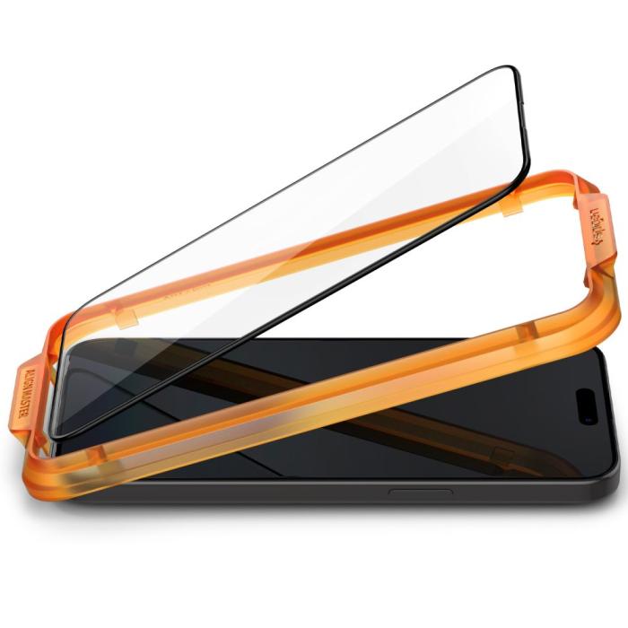 Bild 3, Spigen Spigen iPhone 15 2-PACK ALM Glas FC Heltäckande Skärmskydd - Teknikhallen.se