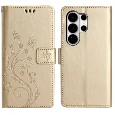  Samsung Galaxy S26 Ultra Fodral Med Blommigt Tryck Guld - Teknikhallen.se