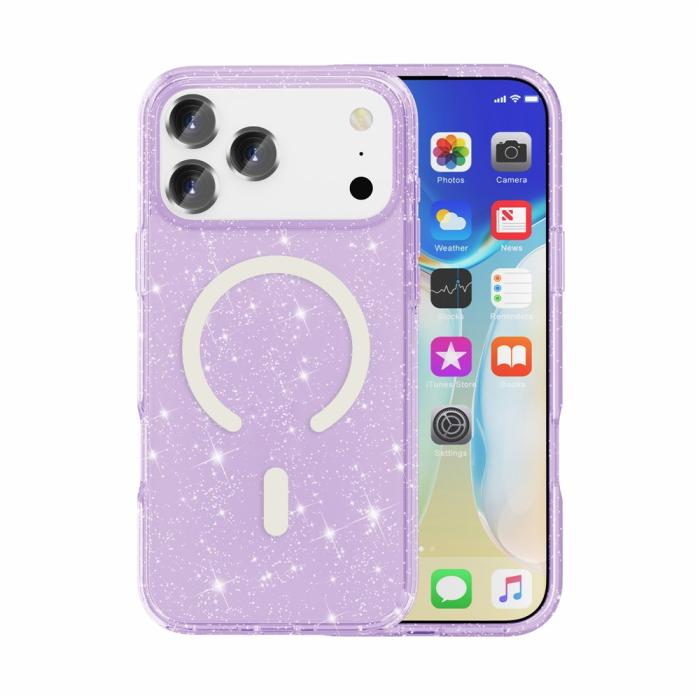 Bild 5,  iPhone 17 Pro Max Skal MagSafe Glitter Lila - Teknikhallen.se