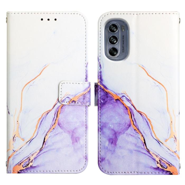Bild 2,  Motorola Moto G62 5G Fodral Marmor Vit/Lila - Teknikhallen.se