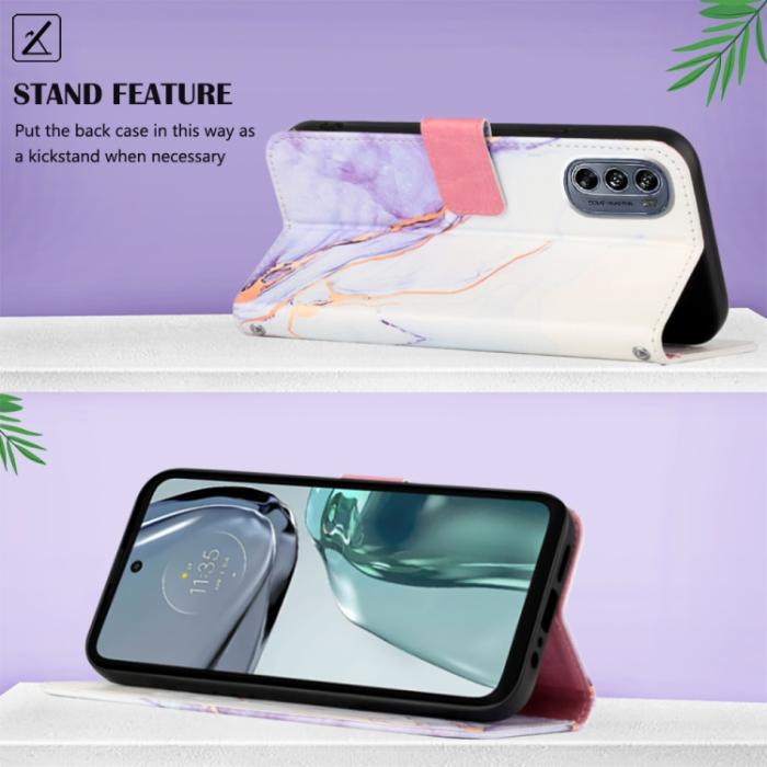 Bild 3,  Motorola Moto G62 5G Fodral Marmor Vit/Lila - Teknikhallen.se