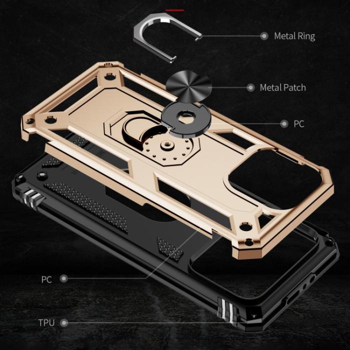 Bild 5,  iPhone 15 Pro Skal Hybrid Armor Ring Guld - Teknikhallen.se