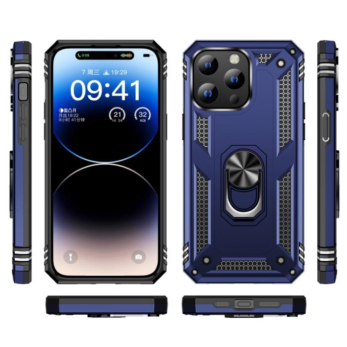 Bild 2,  iPhone 15 Pro Skal Hybrid Armor Ring Blå - Teknikhallen.se