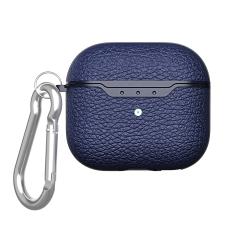  AirPods 3 Skal TPU Litchi Textur Karbinhake Bl&aring; - Teknikhallen.se