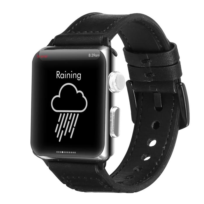 Bild 2,  Läderarmband Apple Watch 42/41/40/38 mm - Svart - Teknikhallen.se