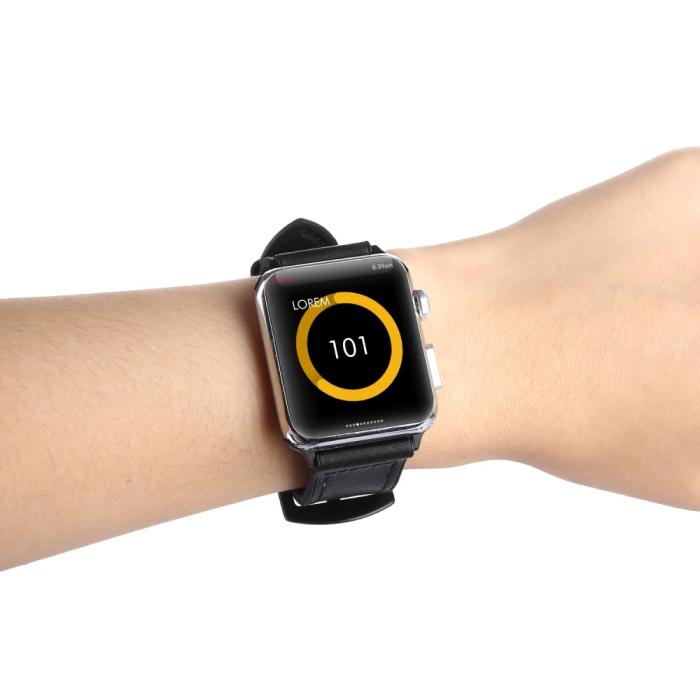 Bild 3,  Läderarmband Apple Watch 42/41/40/38 mm - Svart - Teknikhallen.se