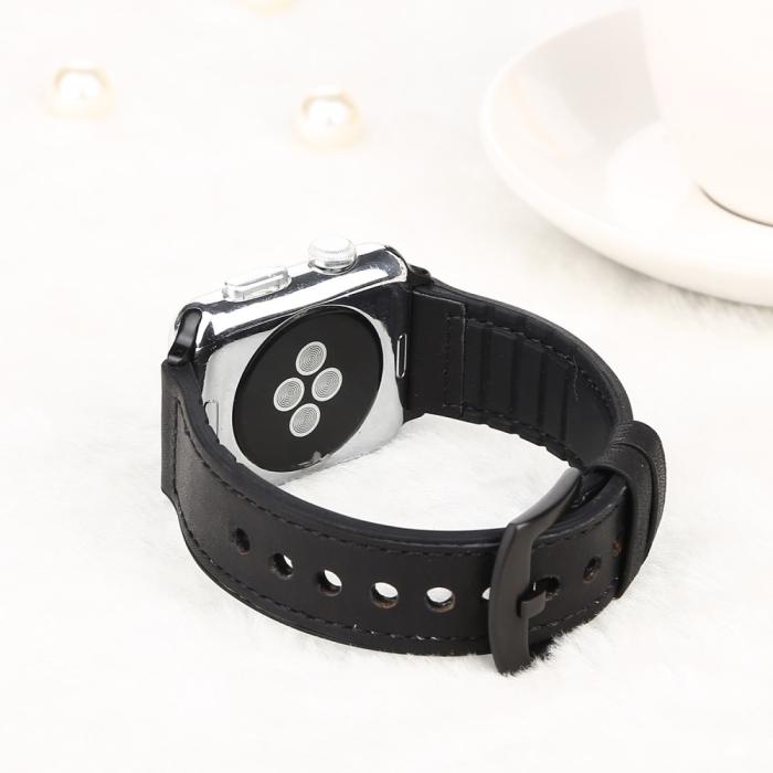 Bild 4,  Läderarmband Apple Watch 42/41/40/38 mm - Svart - Teknikhallen.se