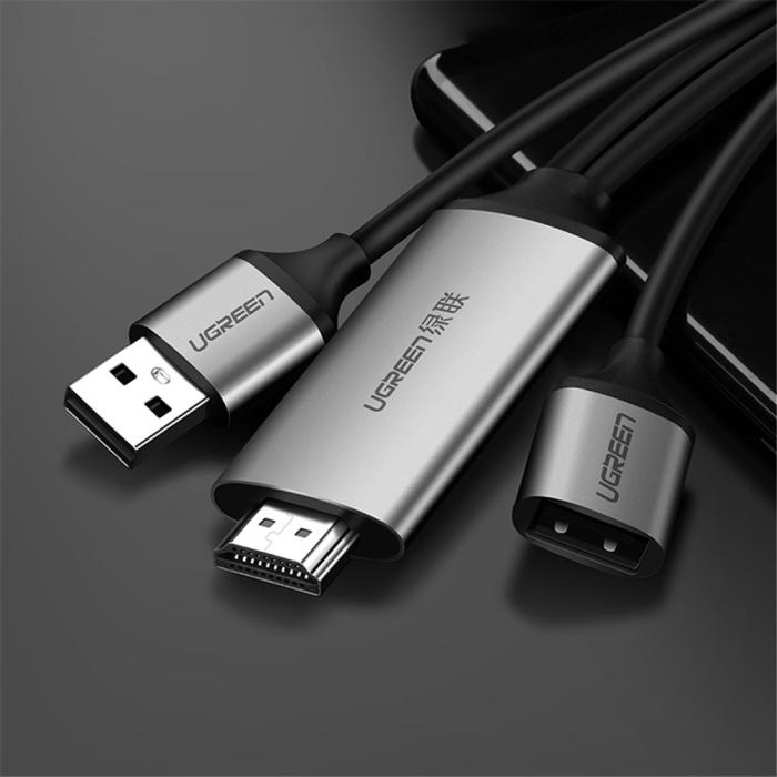 Bild 2, UGREEN UGREEN USB MHL - HDMI Kabel Svart - Teknikhallen.se