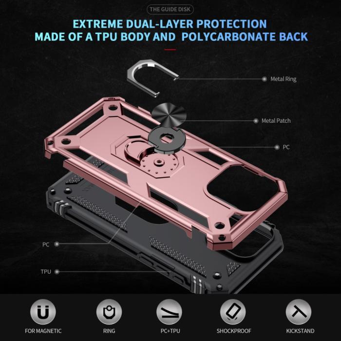 Bild 5,  iPhone 16 Pro Max Skal Shockproof Hybrid Ring Roséguld - Teknikhallen.se