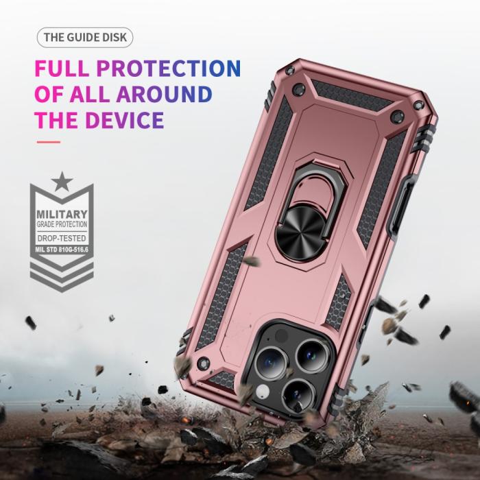 Bild 6,  iPhone 16 Pro Max Skal Shockproof Hybrid Ring Roséguld - Teknikhallen.se