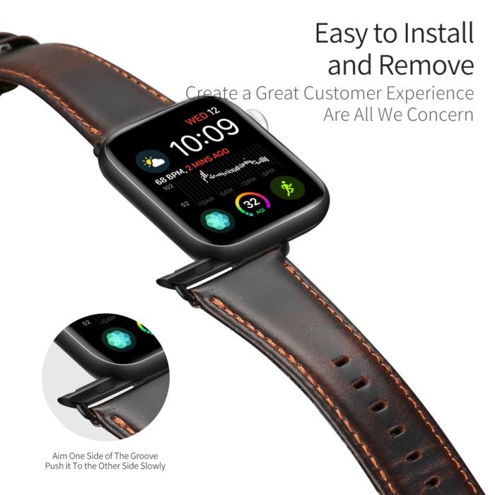 Bild 2, DUX DUCIS DUX DUCIS Apple Watch 38/40/41/42 mm Klockarmband Äkta Läder Mörk Brun - Teknikhallen.se