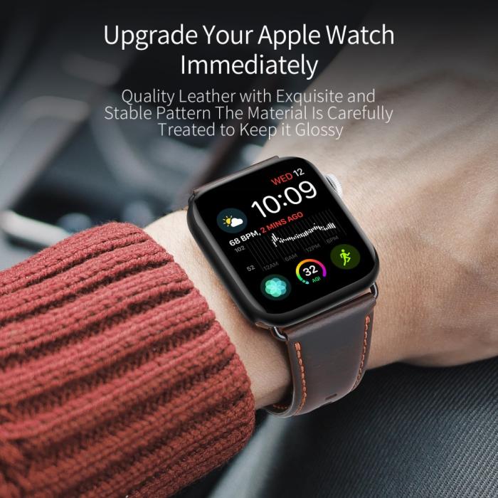 Bild 4, DUX DUCIS DUX DUCIS Apple Watch 38/40/41/42 mm Klockarmband Äkta Läder Mörk Brun - Teknikhallen.se