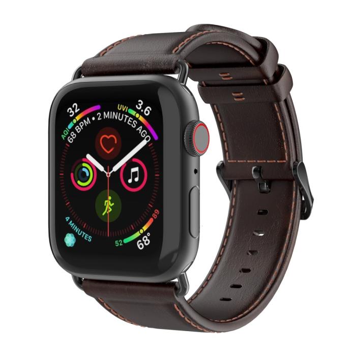 Bild 6, DUX DUCIS DUX DUCIS Apple Watch 38/40/41/42 mm Klockarmband Äkta Läder Mörk Brun - Teknikhallen.se