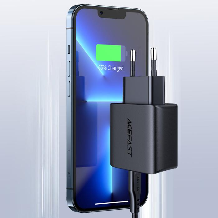 Bild 4, Acefast Acefast 20W PD USB-C Snabbladdare Väggladdare Svart - Teknikhallen.se