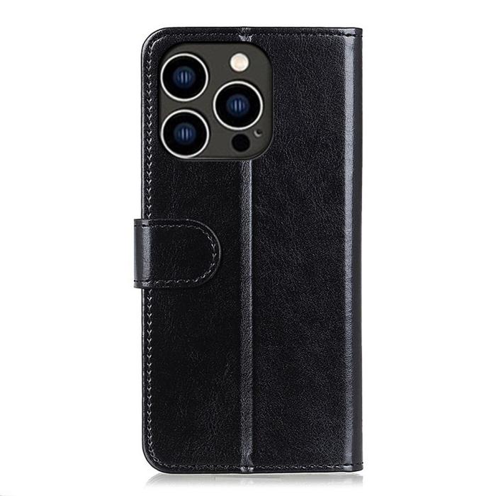 Bild 6,  iPhone 16 Pro Fodral Läder Crazy Horse Svart - Teknikhallen.se
