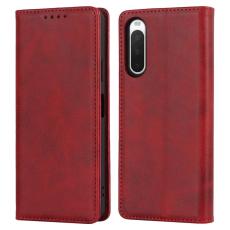  Sony Xperia 10 IV Fodral Flip L&auml;der R&ouml;d - Teknikhallen.se